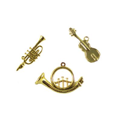 Music Instruments - 1.75" - Metallic Gold - 12 pc. pkg. - 3 styles per pkg.