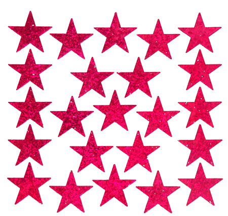 Star Glitter Sticker Sheet - Hot Pink - 23 Per Sheet