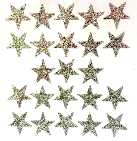 Star Glitter Sticker Sheet - Silver - 23 Per Sheet
