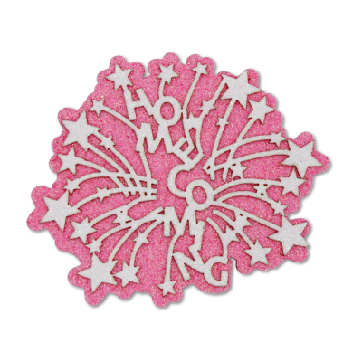 hoco burst pink and white glitter foam.