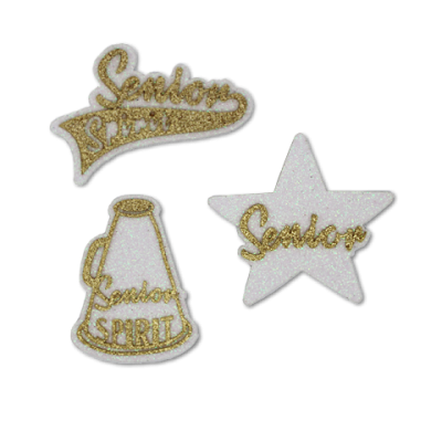 gold and white senior spirit glitter foam