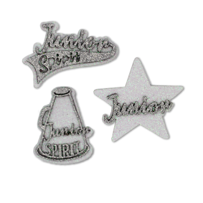 silver and white junior spirit glitter foam