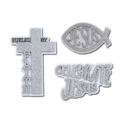 silver faith glitter foam.