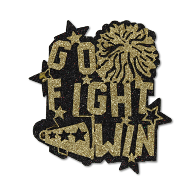 black and gold go, fight, win glitter foam