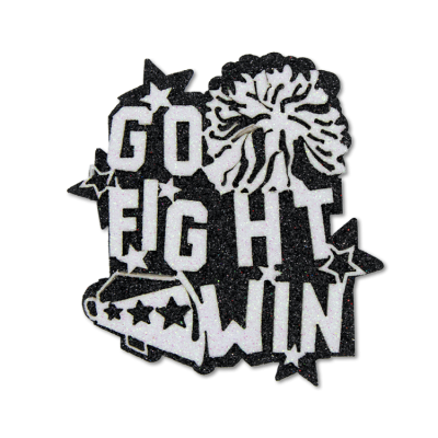 black and white go, fight, win glitter foam