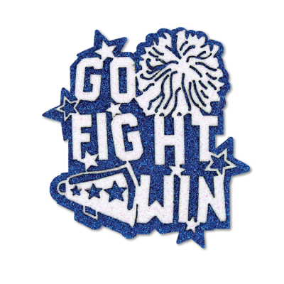 blue and white go, fight, win glitter foam