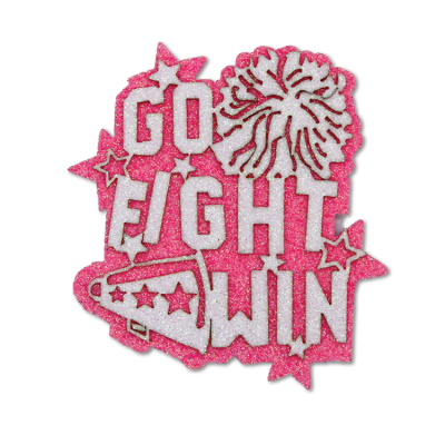 pink and white go, fight, win glitter foam