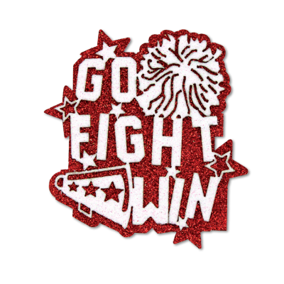 red and white go, fight, win glitter foam