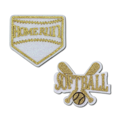 gold and white softball glitter foam.