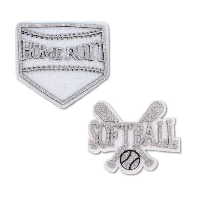 silver and white softball glitter foam.