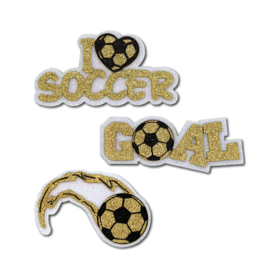 gold and white soccer glitter foam.