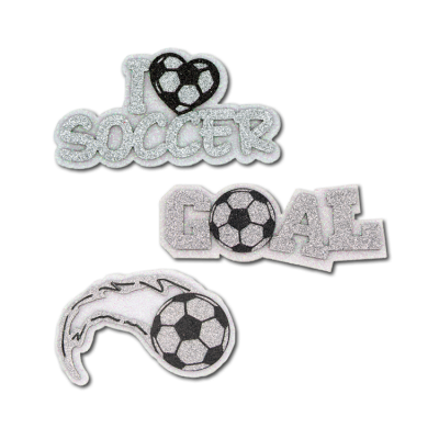silver and white soccer glitter foam.