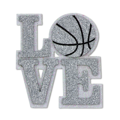 silver and white basketball love glitter foam.