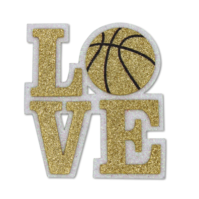 gold and white basketball love glitter foam.