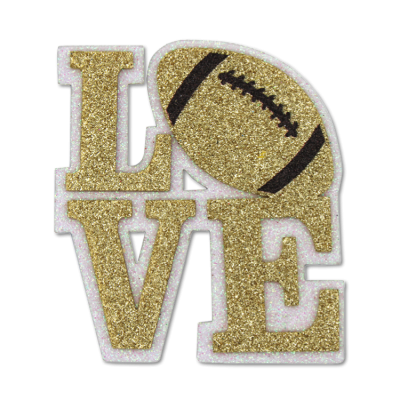 gold and white football love glitter foam.