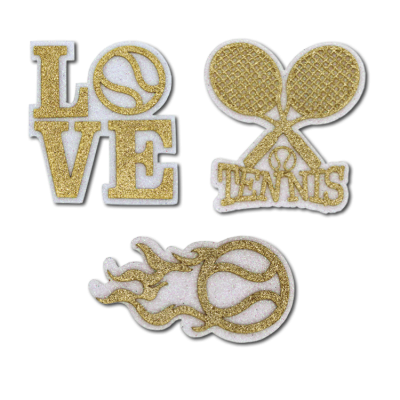 gold and white tennis love glitter foam.
