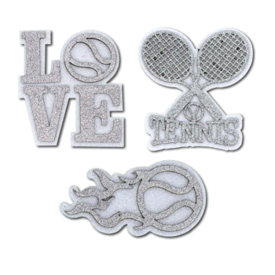 silver and white tennis love glitter foam.