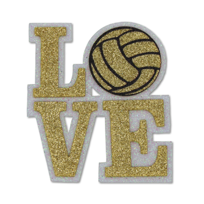 gold and white volleyball love glitter foam.