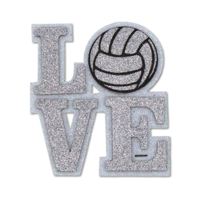 silver and white volleyball love glitter foam.