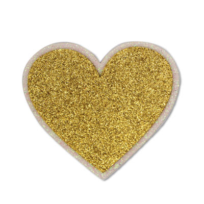 gold and white heart glitter foam.
