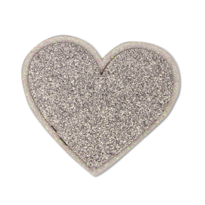silver and white heart glitter foam.