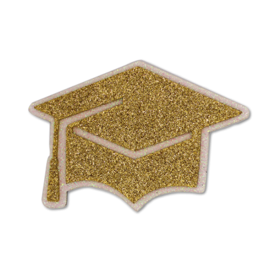 gold and white graduation cap glitter foam.