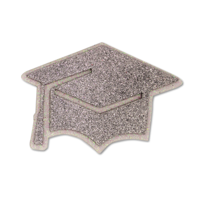 silver and white graduation cap glitter foam.