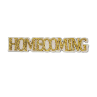 gold and white homecoming glitter foam.