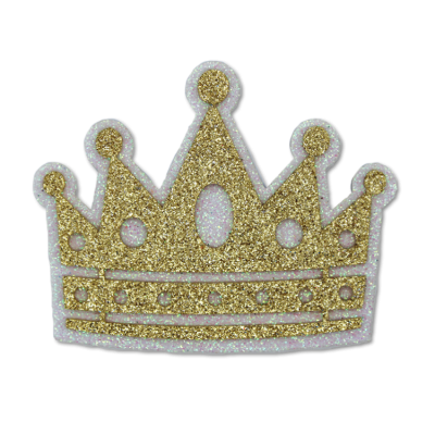 gold and white crown glitter foam.
