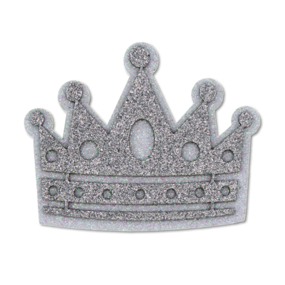 silver and white crown glitter foam.