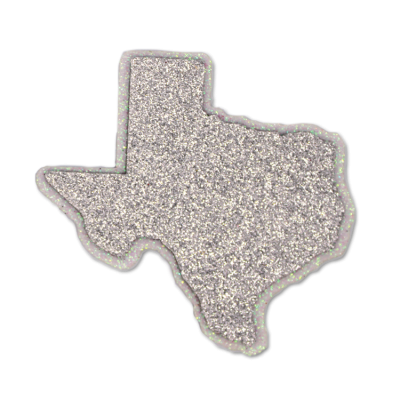silver and white Texas glitter foam.