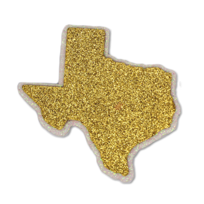 gold and white Texas glitter foam.