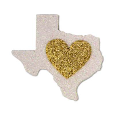 gold and white Texas heart glitter foam.