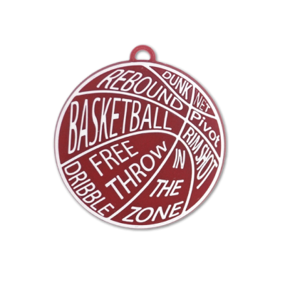 basketball words burgundy and white trinket