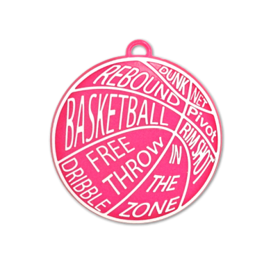 basketball words pink and white trinket