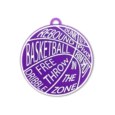 basketball words purple and white trinket