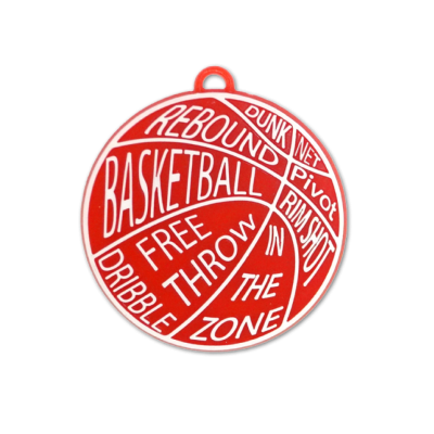 basketball words red and white trinket