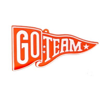 orange and white Go Team pennant