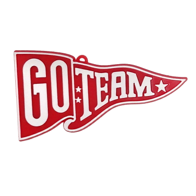 red and white Go Team pennant