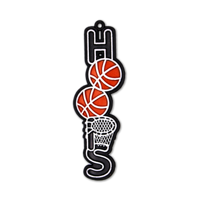 black and white hoops basketball trinket.