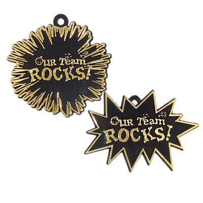 black and gold our team rocks trinket