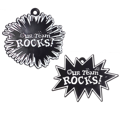 black and white our team rocks trinket