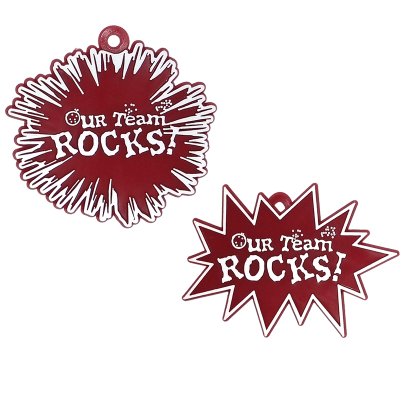 burgundy and white our team rocks trinket