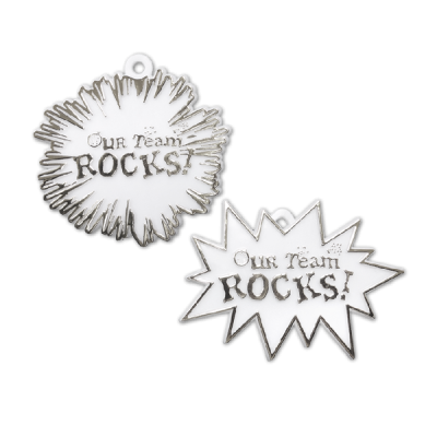 silver and white our team rocks trinket