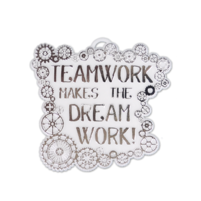 silver and white teamwork dream work trinket