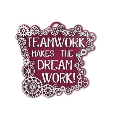 burgundy and white teamwork dream work trinket