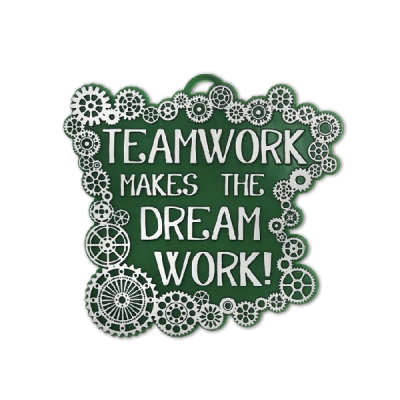 emerald and white teamwork dream work trinket