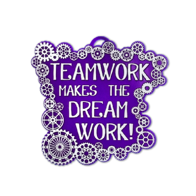 purple and white teamwork dream work trinket