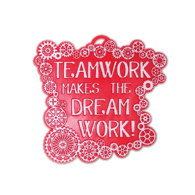 red and white teamwork dream work trinket