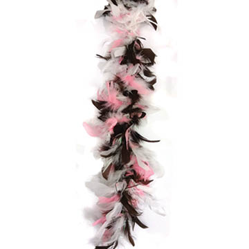 mini feather boa white brown pink